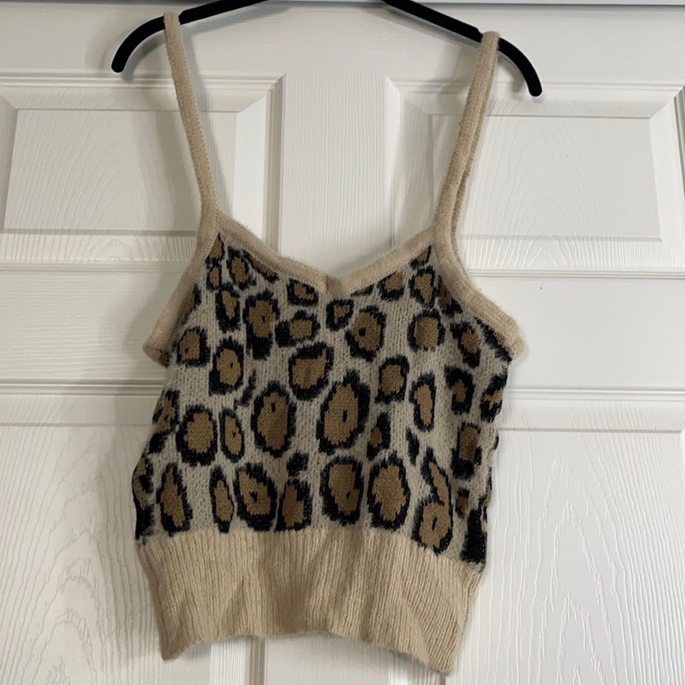 patterned spaghetti strap shirt